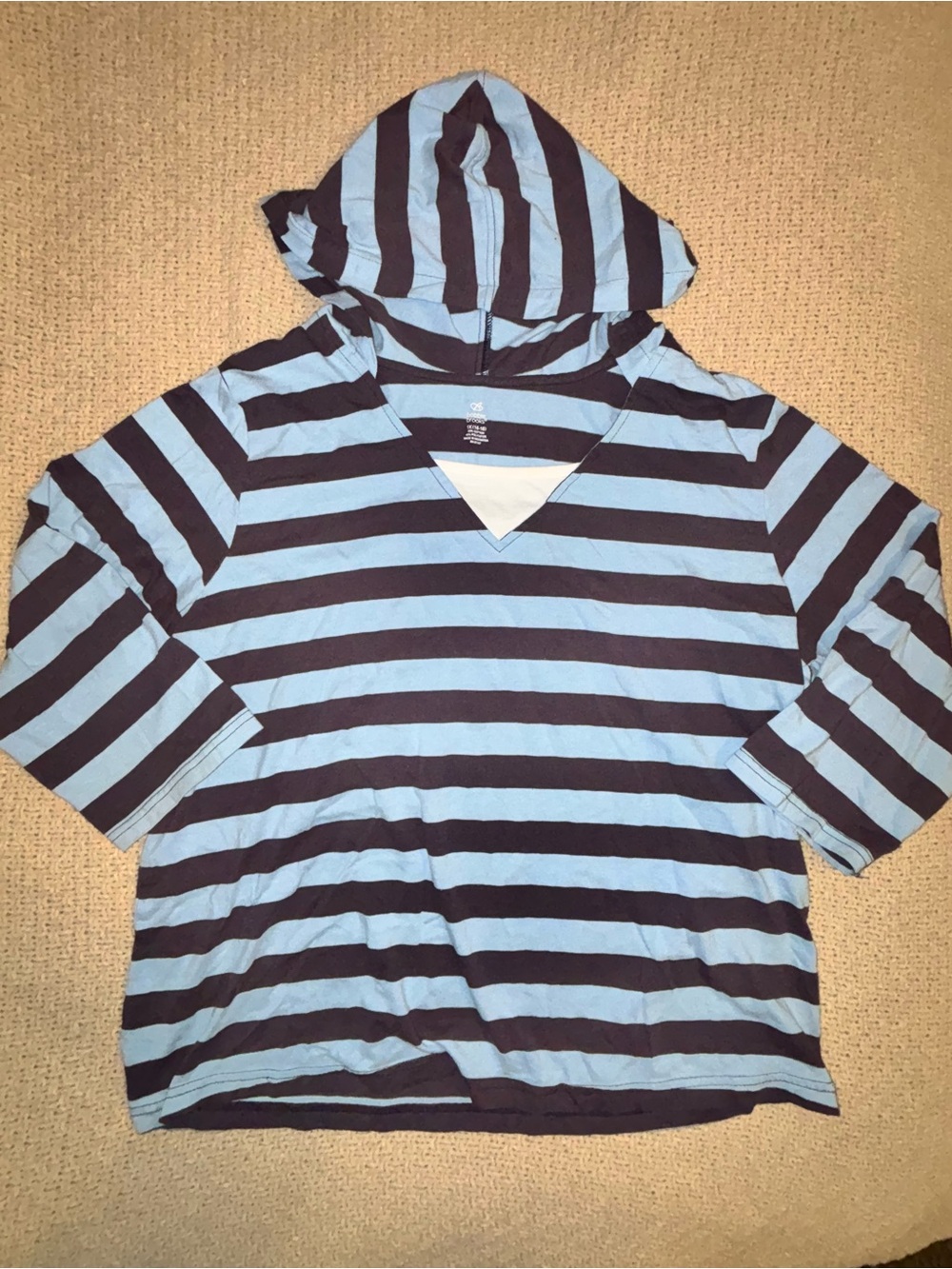 Bobbie Brooks Brown and Light Blue Striped Tee with Cream Trim